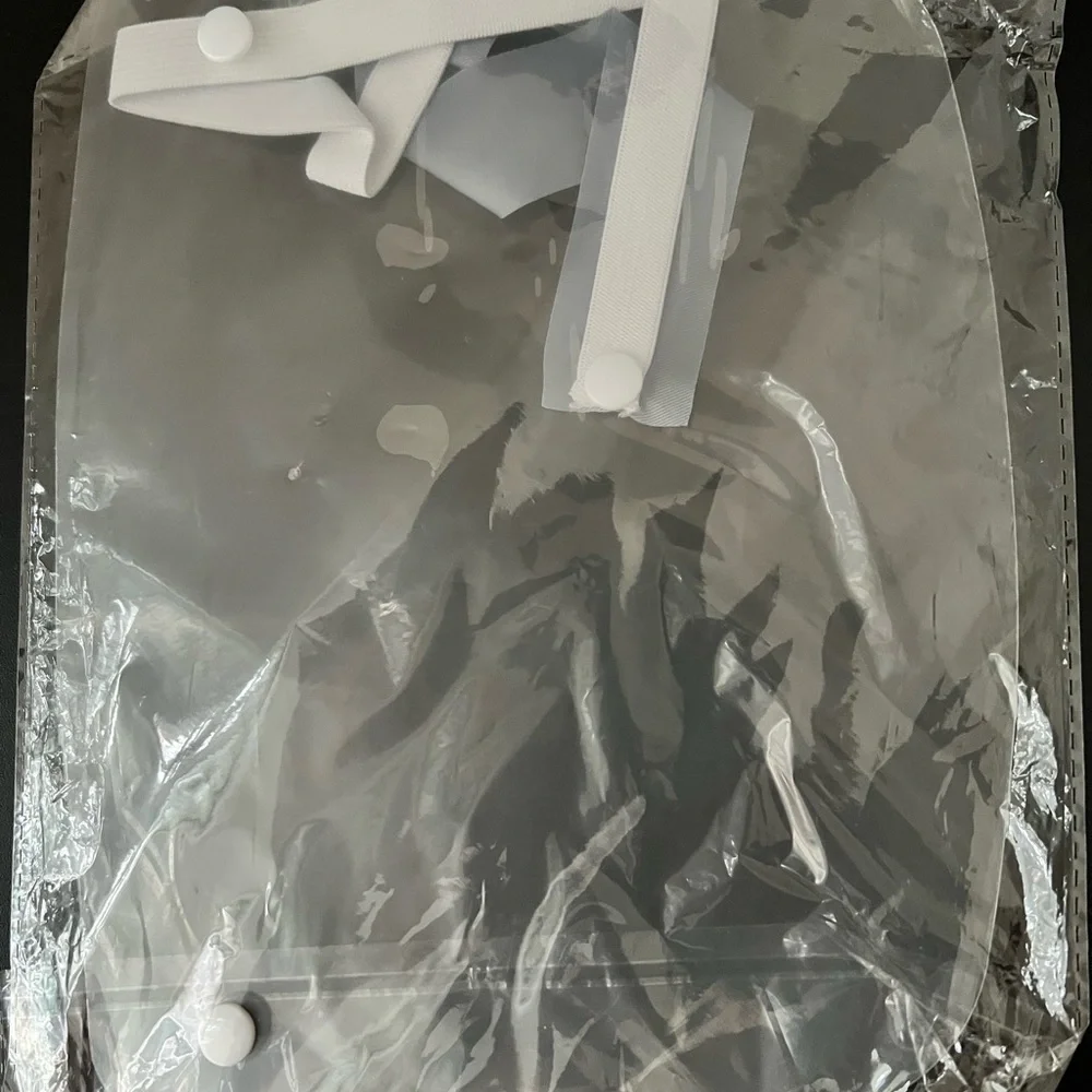 Woman’s Clear Plastic Face Shield with White Straps